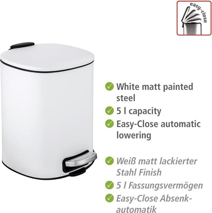 Actual product image Wenko Alassio Waste Bin 5.0 l white (5 l)