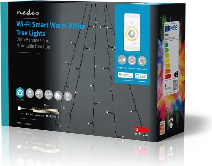Image du produit Nedis SmartLife LED décoratives | Wi-Fi | Blanc chaud | 200 LED | 5 x 4 m | Android™ / IOS