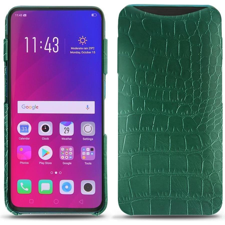 Noreve Lederschutzhülle (Oppo Find X), Smartphone Hülle, Grün