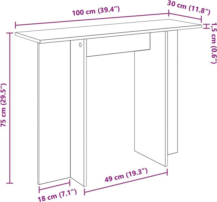 Image du produit vidaXL Konsolentisch (30 x 30 x 75 cm)