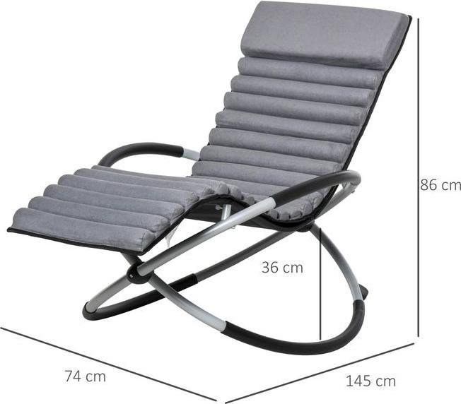 Produktbild Swisshandel24 Schaukelstuhl ergonomischer 2 In 1 Schwingsessel Gartenstuh Schaukelliege Metall Texteline kugelförm
