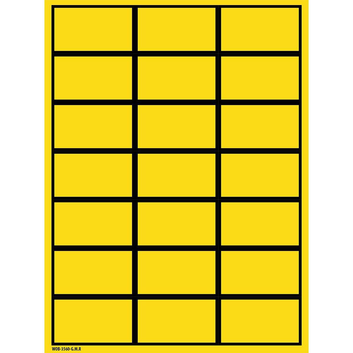 Brady, Etiketten, B-500, WOB-3560-G.M.R., BESCHRIFTBARE Etiketten, Vinylgewebe, Gelb mit schwarzem Rand, 35 x