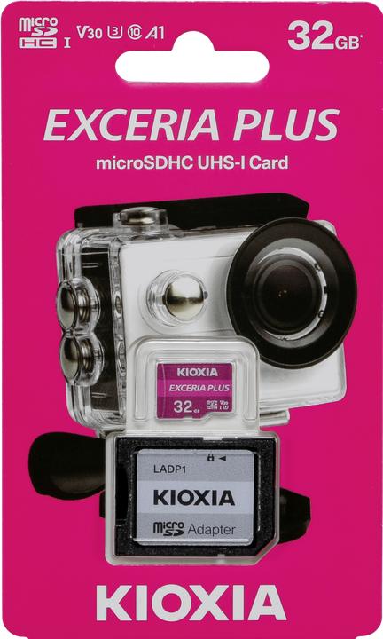 Productafbeelding Kioxia Exceria Plus microSDHC 32GB klasse 10 UHS-1 U3 (32 GB, microSDHC, U3, UHS-I)