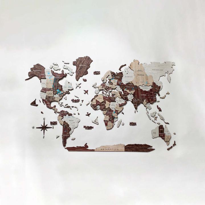 Actual product image Enjoy The Wood Luminous 3D world map made of wood - wall decoration (90 x 120 cm)