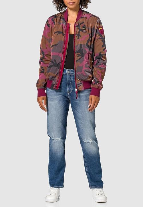 Actual product image Blauer Nylon Camouflage Print Bomber Jacket (L)