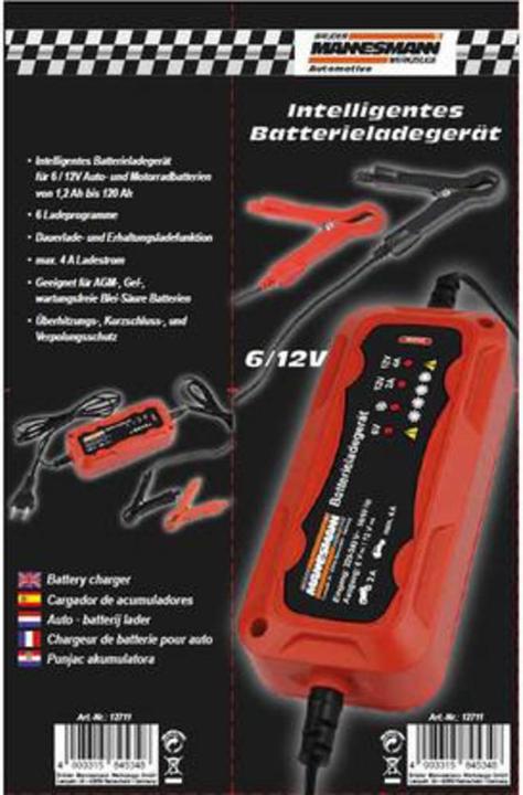 Image du produit Mannesmann Chargeur de batterie automobile (12V, 6V, 4 A)