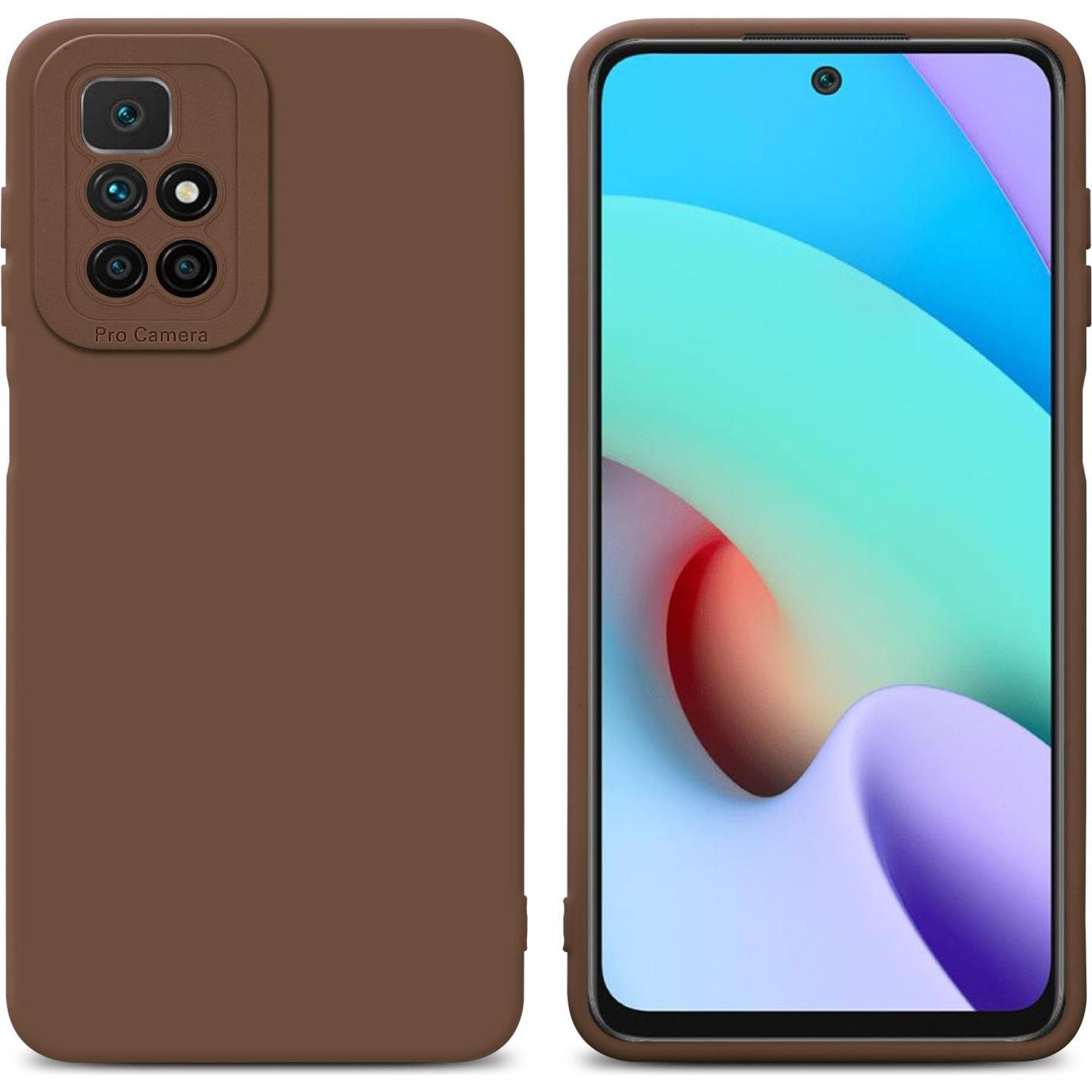 Cadorabo Hülle für Xiaomi RedMi 10 im TPU Fluid LM162 Style (Xiaomi Redmi 10), Smartphone Hülle, Braun