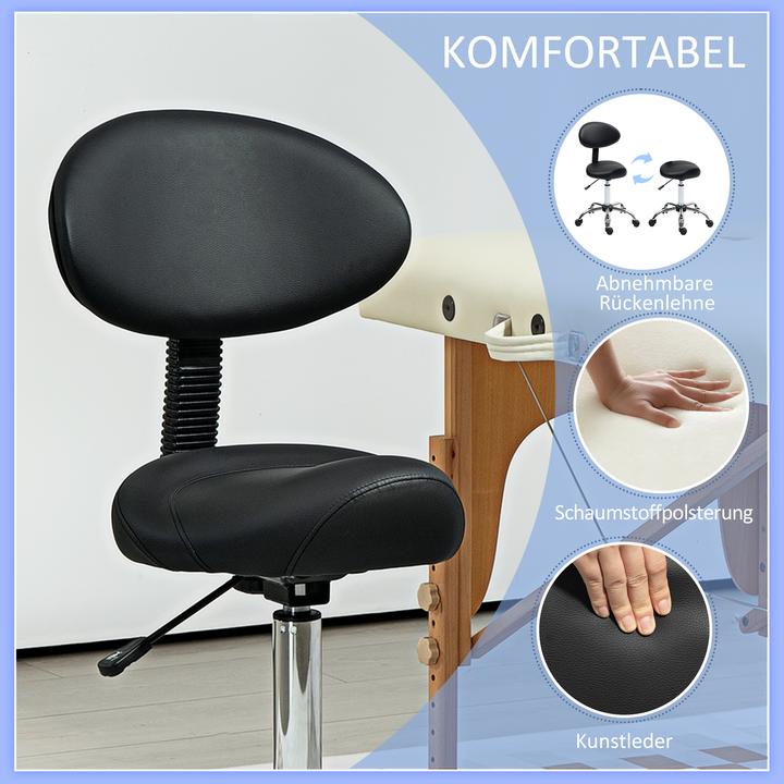 Produktbild Homcom Rollhocker Kunstleder, Schaumstoff Schwarz