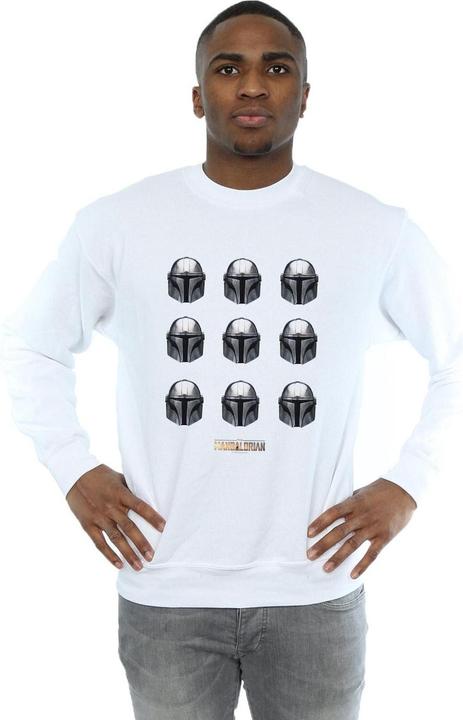 Actual product image Star Wars Mens The Mandalorian Helmet Pattern Sweatshirt (L)