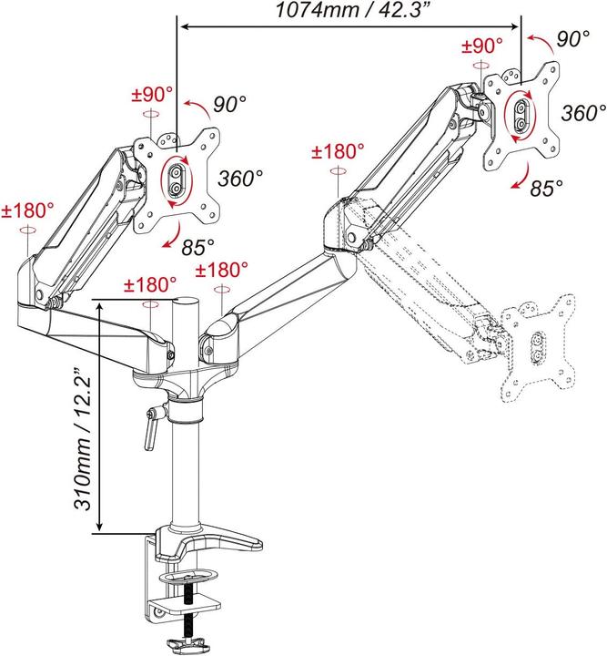 Produktbild Digitus Dual LED/LCD Tischhalterung (Tisch, 27")