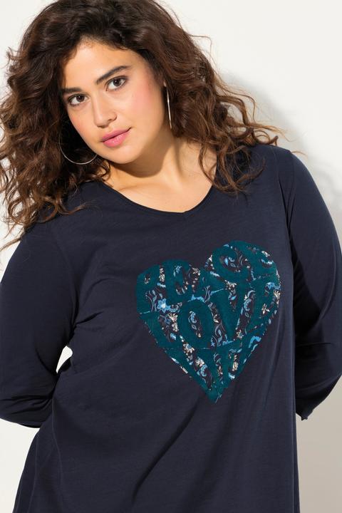 Immagine prodotto Ulla Popken Maglia dal taglio svasato con cuore, scollo a V e maniche lunghe (46, 48)