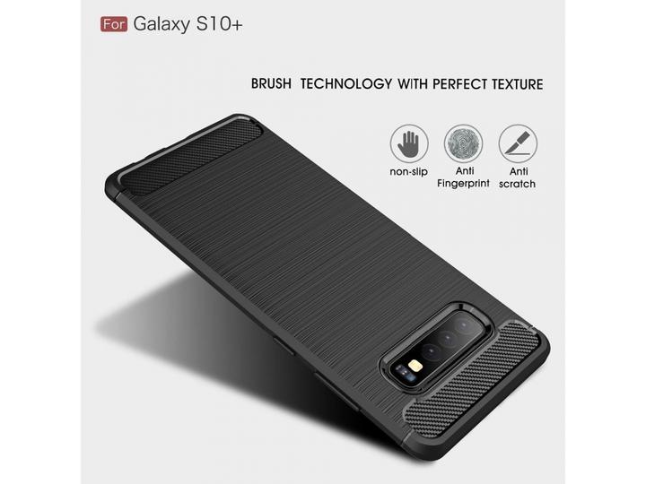 Produktbild Screenguard Samsung Galaxy S10+ Hülle Carbon Brushed Soft TPU (Samsung Galaxy S10+)
