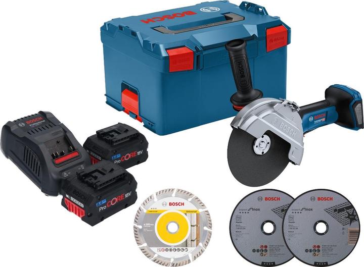 Actual product image Bosch Professional Bosch GWS 18V-180 P Professional Akku Winkelschleifer 18 V 180 mm Brushless + 2x ProCORE Akku 8,0 (180 mm)