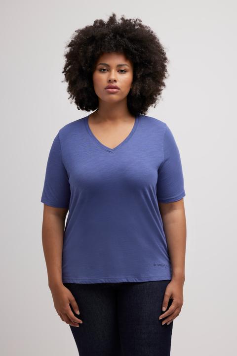 Produktbild Ulla Popken T-Shirt, Saumdruck, V-Ausschnitt, Halbarm (46, 48)
