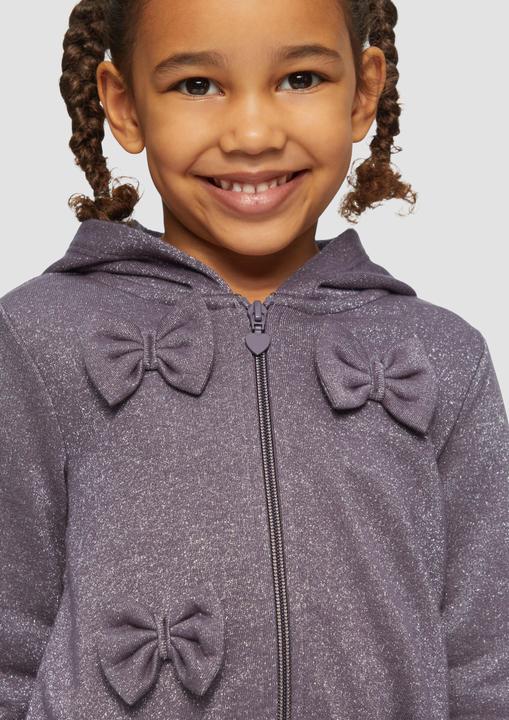 Produktbild S.Oliver Sweatshirt Jacke Sweatjacke mit Schleifendetails und Glitzergarn (92)