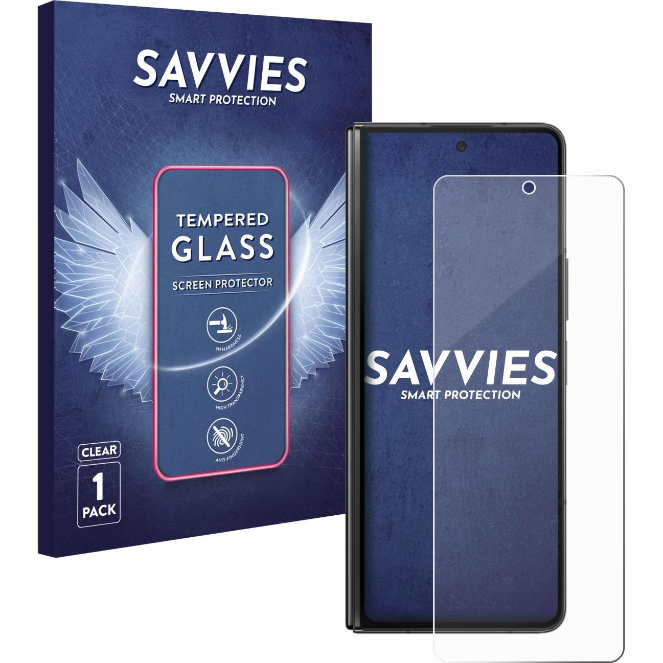 Savvies Panzerglas Schutzglas Displayschutz (1 Stück, Samsung Galaxy Z Fold5), Smartphone Schutzfolie, Transparent