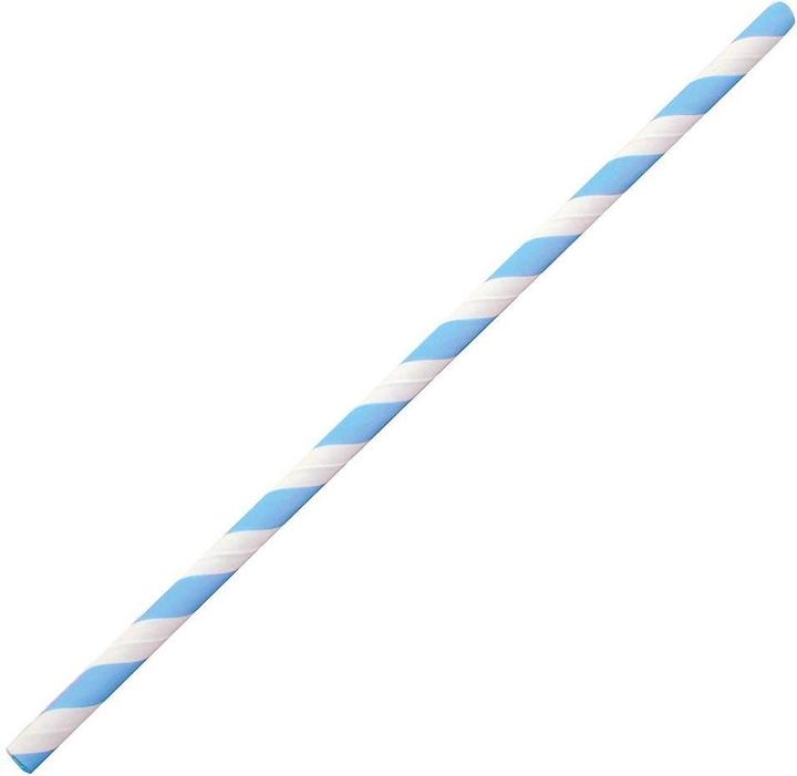 Actual product image Naturestar Paper drinking straws Bio Classic 6x197mm striped dark blue/white PU=100 pieces (100 x)