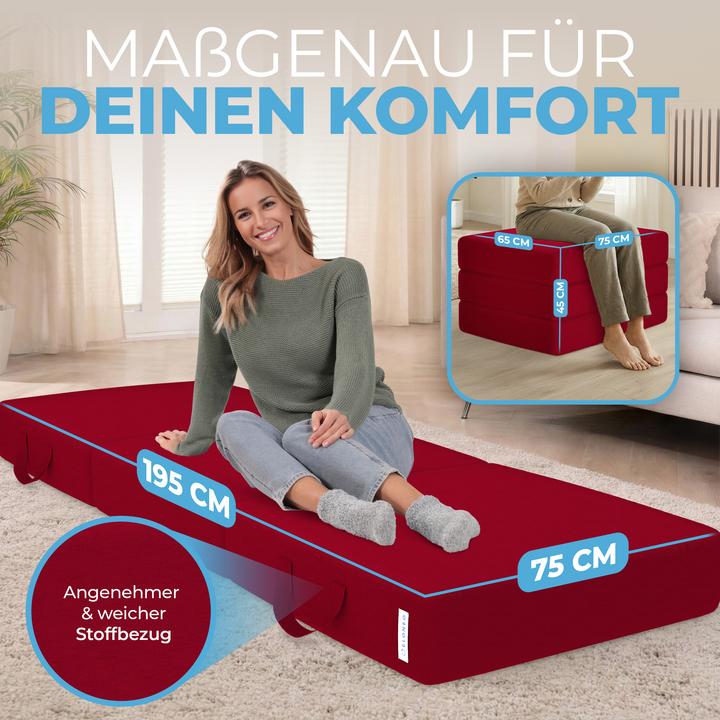Produktbild Bestschlaf Klappmatratze, 3-teilige Faltmatratze, Reisebett, Gästematratze (Schaumstoffkern, 75 x 195 cm)