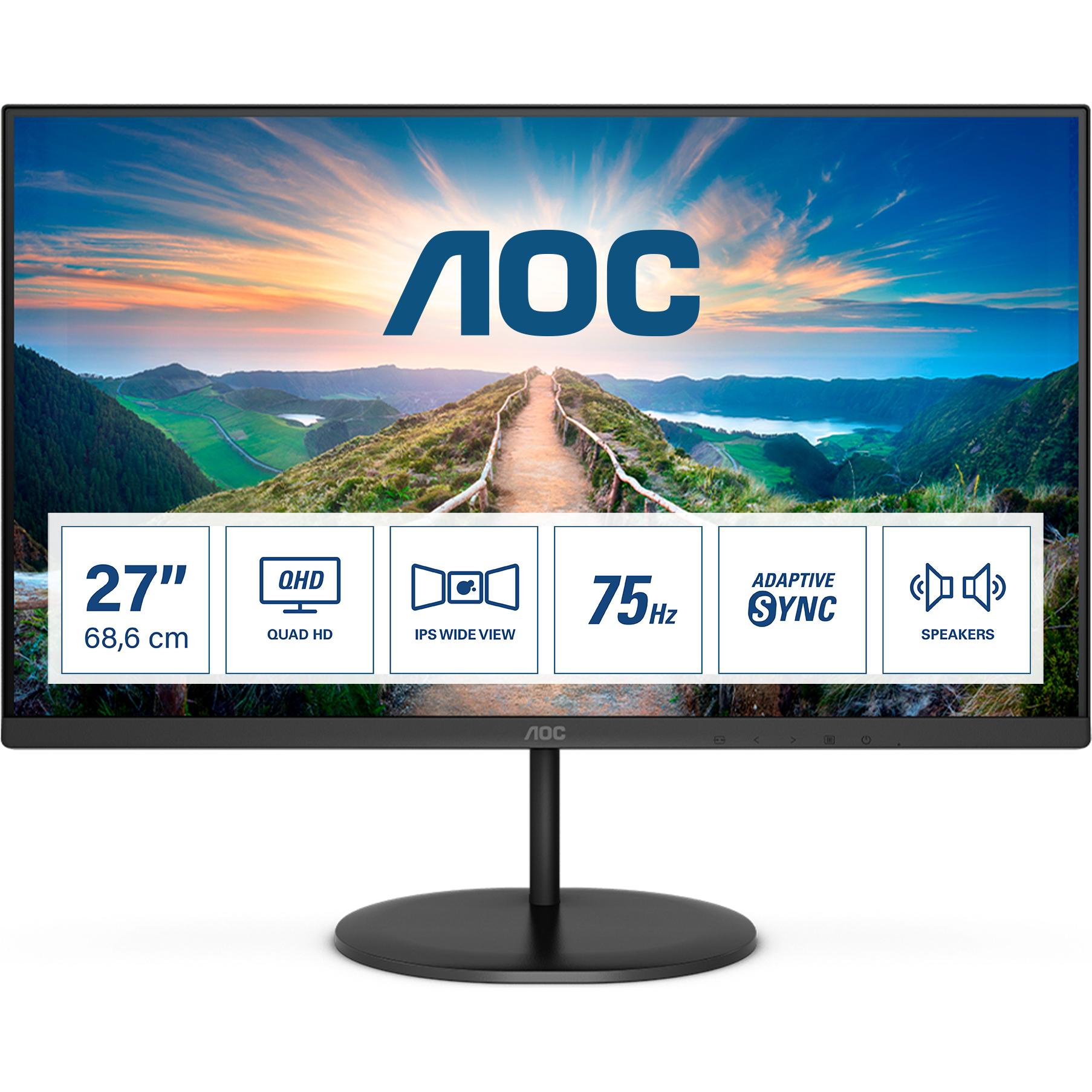 AOC Q27V4EA (2560 x 1440 Pixel, 27"), Monitor, Schwarz