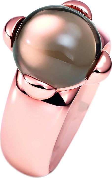 Produktbild Xen Ring mit 12 mm grossen Rauchquarz Cabochon rosè vergoldet (51)