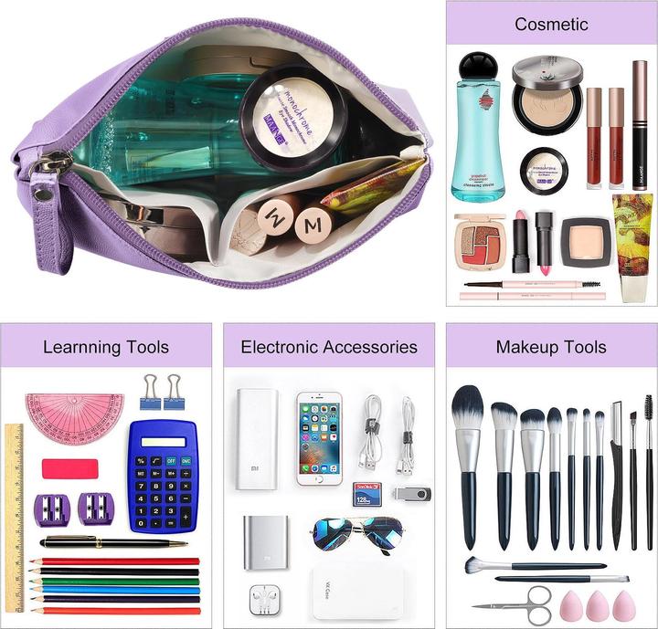 Produktbild Only-Bags.Store Kleine Kosmetiktasche für Handtasche, Reise Kosmetiktasche, Make up Tasche, PU Leder tragbare