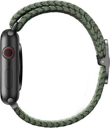 Actual product image Uniq strap Aspen Apple Watch 44/42 / 45mm Series 4/5/6/7/8 / SE / SE2 Braided green / cypress green (45 mm, 44 mm, 42 mm, Weavex™ material)