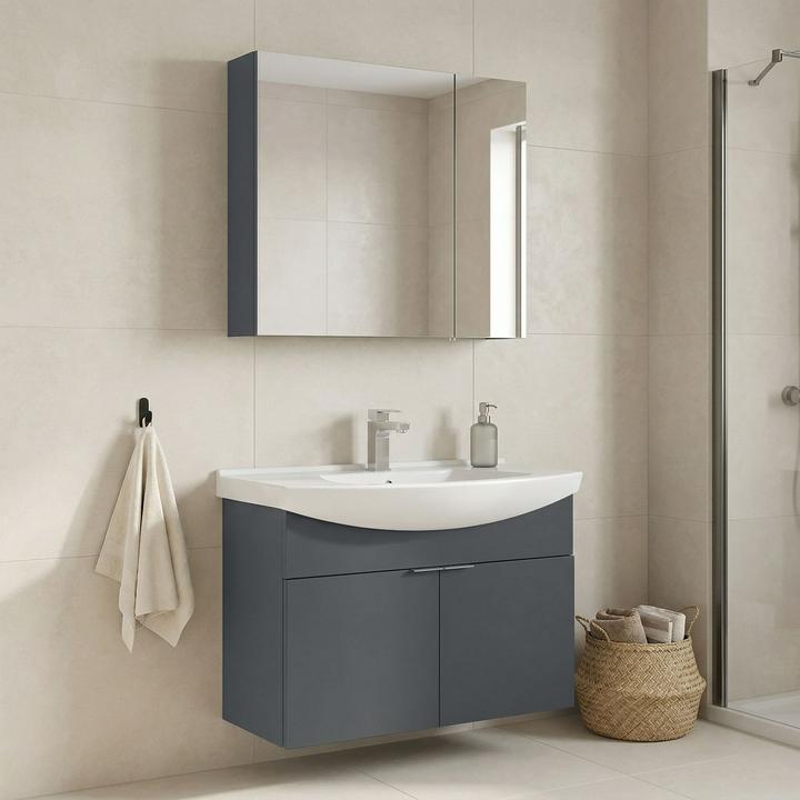 Produktbild Homitis Purus 80 Bathroom Cabinet With Sink & Mirror Set (2 Pieces)