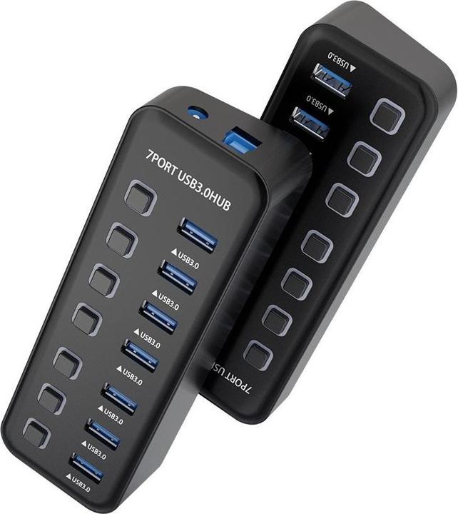 Produktbild PremiumCord USB 3.2 Superspeed HUB 7-Port mit Port-Schaltern (USB-A, 7 Ports)