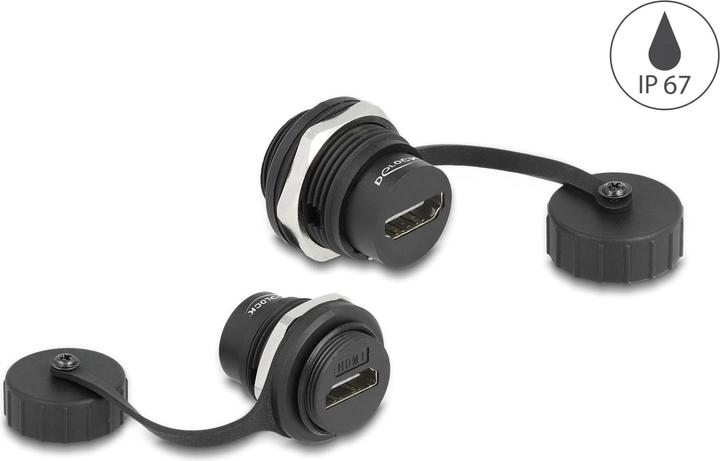 Image du produit Delock Prise HDMI-A encastrée avec bouchon IP67 étanche à la poussière et à l'eau (HDMI, 2.35 cm)