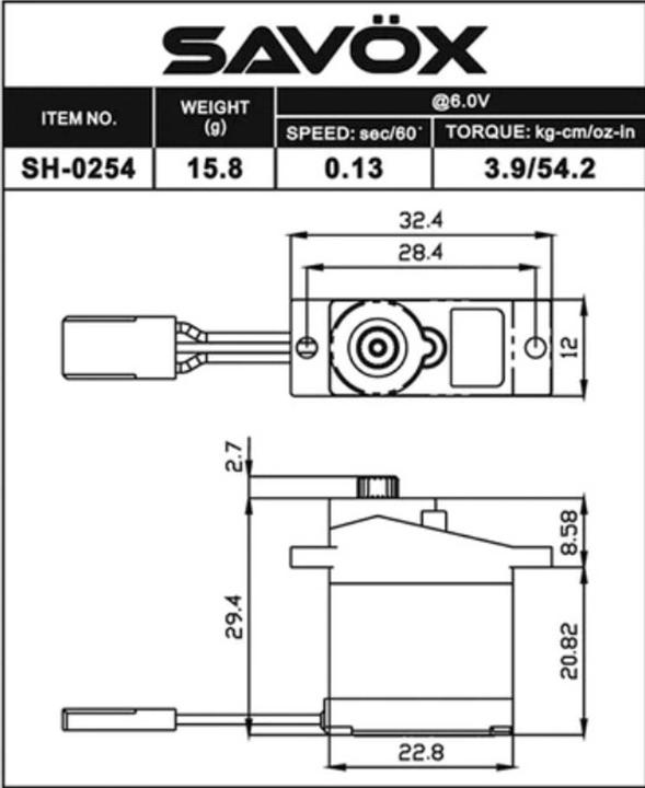 Produktbild Savöx Micro Servo SH-0254+ 3.9 kg Digital