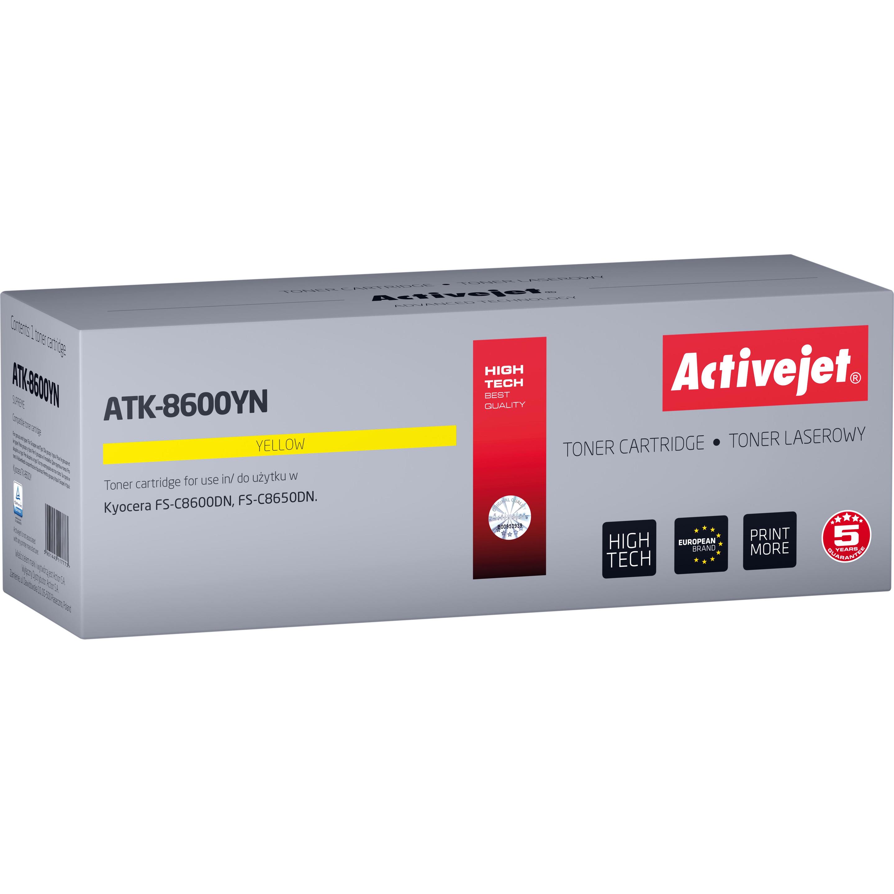 Activejet, Toner, ATK-8600YN Tonerkartusche (Ersatz für Kyocera TK-8600Y Höchste 20000 seiten ) (Y)