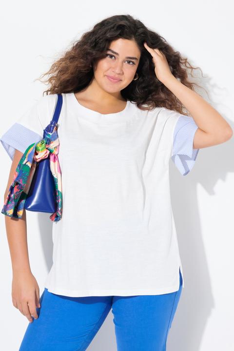 Immagine prodotto Ulla Popken T-shirt dal taglio oversize con righe, scollo a girocollo e mezze maniche (58)