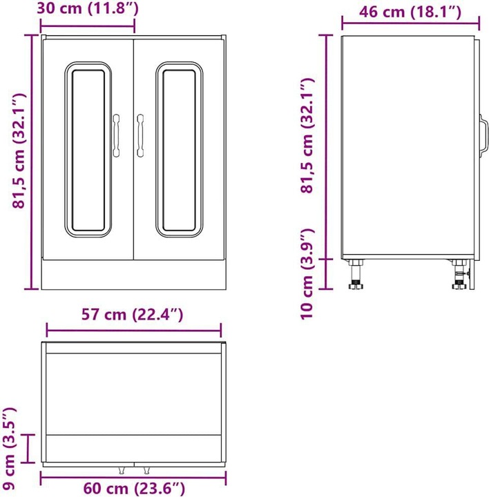 Immagine prodotto VidaXL Parete attrezzata ad angolo per cucina Kalmar in legno di recupero (57 x 57 x 60 cm)