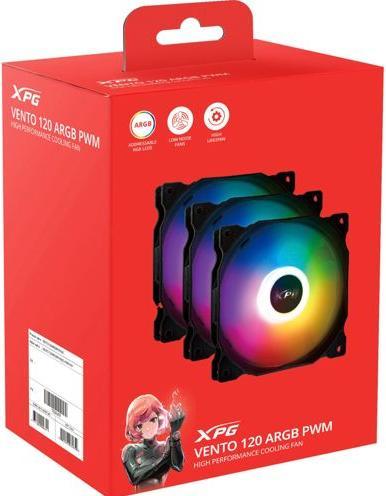 Actual product image Adata Fan XPG VENTO 120 (1*120mm ARGB Fan 3 pack) black retail (120 mm, 3x)