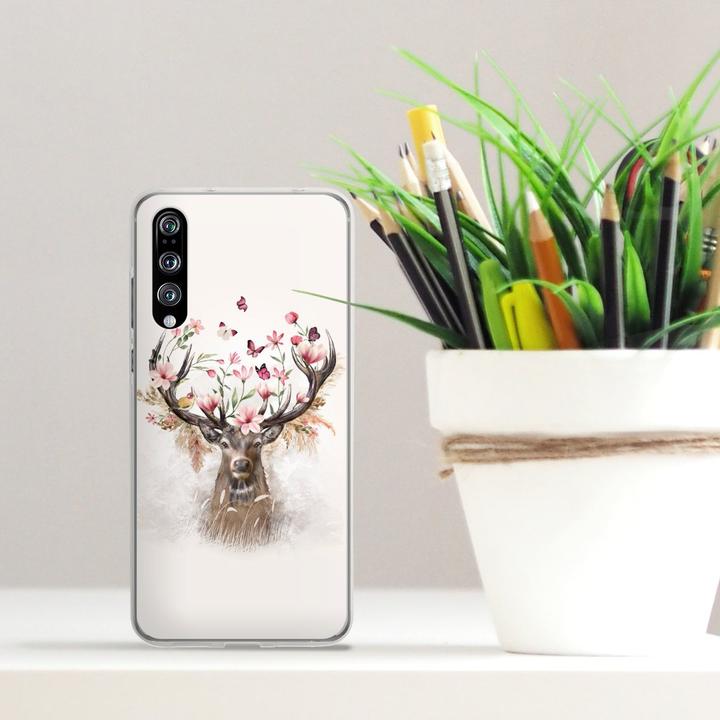 Produktbild DeinDesign Silikon Hülle für Huawei P20 Pro Handyhülle Case Smartphone Schutzhülle Blumen Hirsch Tiere (Huawei P20 Pro)