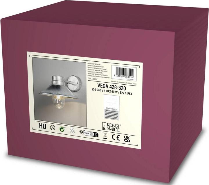 Produktbild Konstsmide Wandleuchte Vega galvanisiert Outdoor 428-320 (E27, IP54)