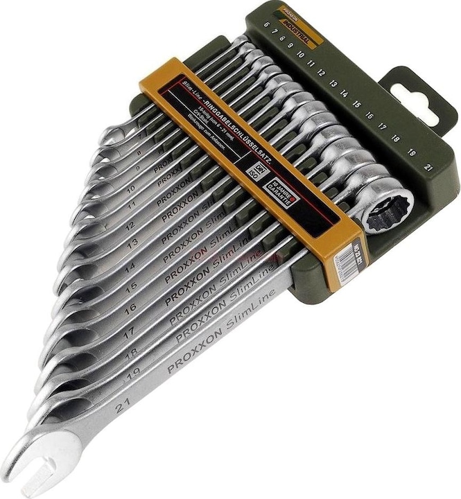 Actual product image Proxxon Combination open-ended spanner set 15 pieces (21 mm, 18 mm, 19 mm, 20 mm, 13 mm, 17 mm, 9 mm, 6 mm, 10 mm, 11 mm, 7 mm, 16 mm, 15 mm, 8 mm, 14 mm, 12 mm)