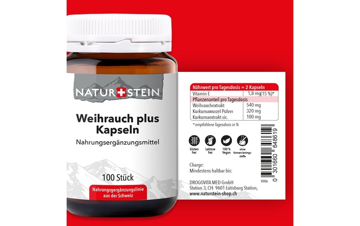 Immagine prodotto Naturstein Frankincense plus capsule 100pz. (100 Pezzo/i, Pillole, 159 g)