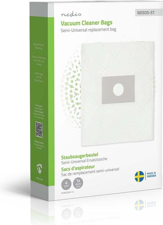 Immagine prodotto Nedis Staubsaugerbeutel | 4 Stück | Synthetik | Meist verkauft für: Semi-Universal | Weiss (4 x)