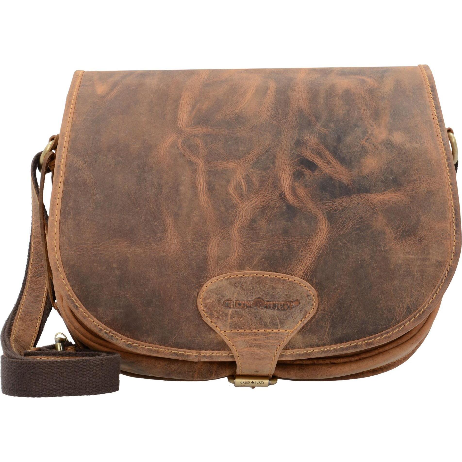 Greenburry, Handtasche, Vintage Umhängetasche Leder 30 cm, Braun