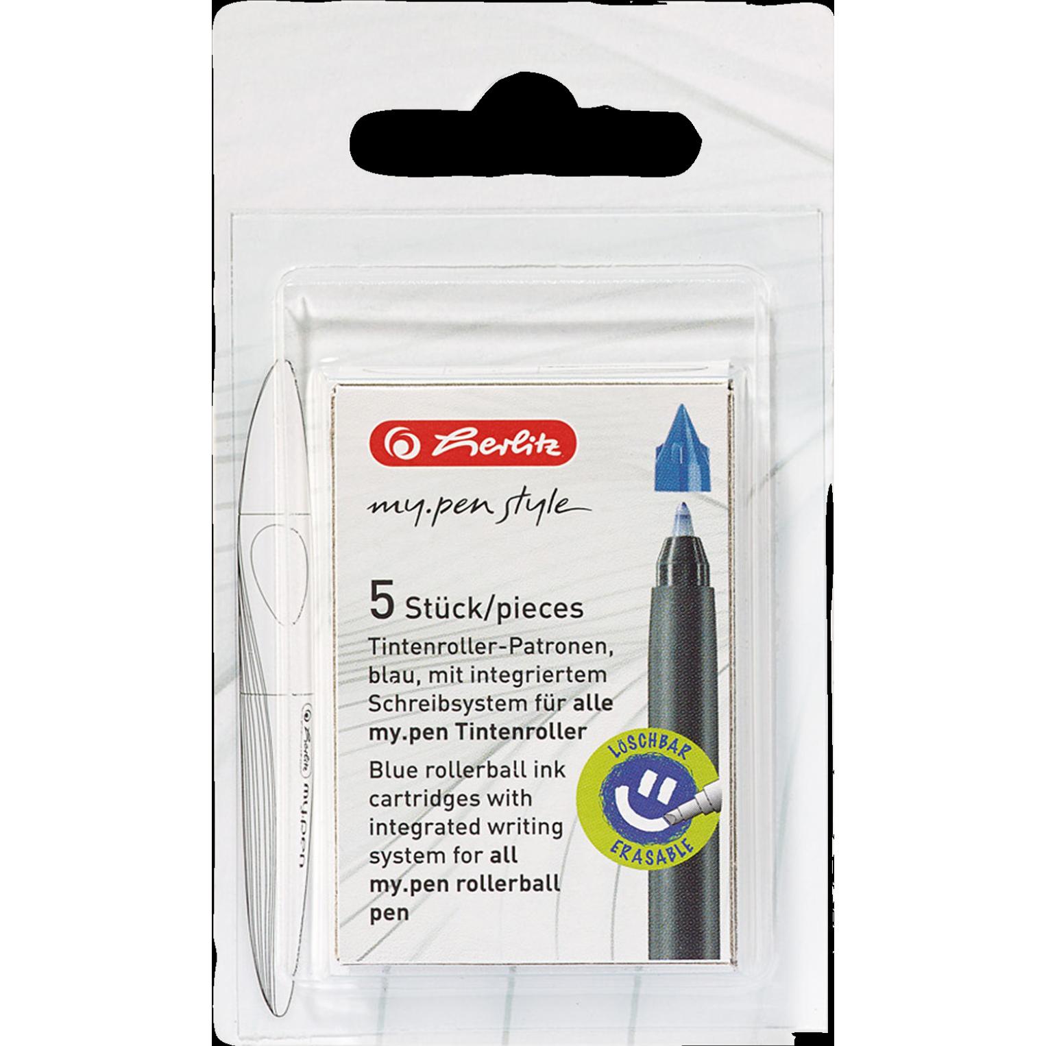 Herlitz, Ersatzpatrone, Tintenroller-Patronen my.pen, königsblau (Füllertinte, Blau)