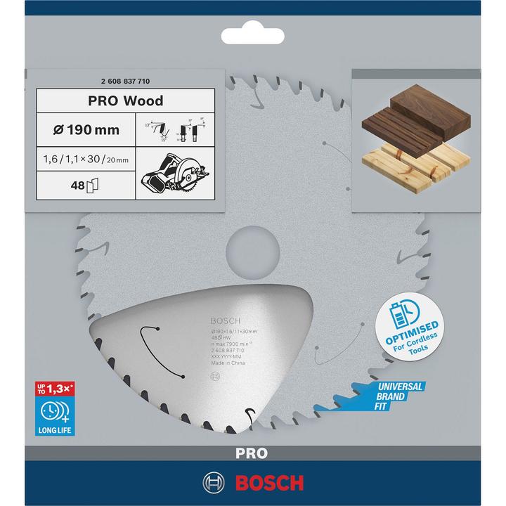 Actual product image Bosch Professional Zubehör PRO Wood cordless circular saw blade, 190 x 1.6 x 30 mm