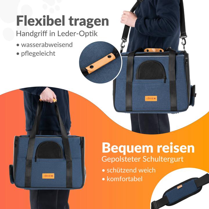 Produktbild Cadoca Haustiertragetasche (Katze, Reflektoren, Faltbar, Waschbar, Komplett zu öffnen)
