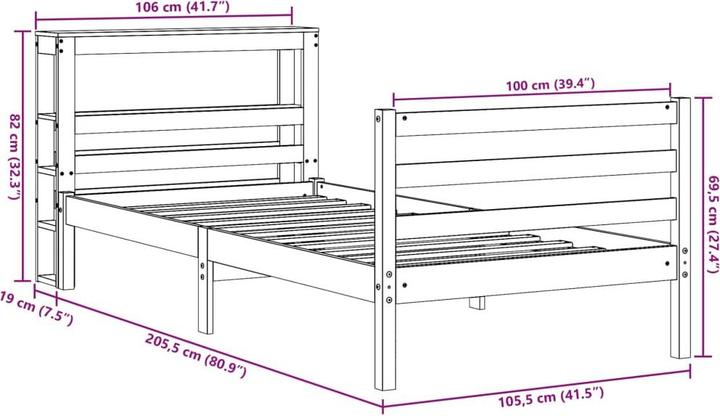 Produktbild vidaXL Bettgestell (100 x 200 cm)
