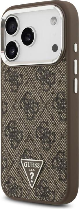 Produktbild Guess Case Magsafe 4G PU Leather Case With Triangle Logo And Silver Metal Camera Frame For iPhone 17 (Apple iPhone 17 Pro)
