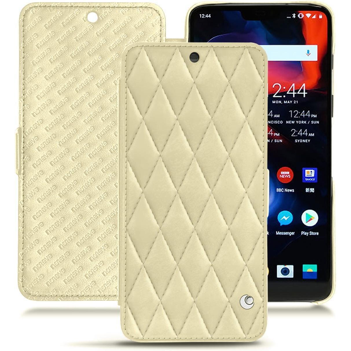 Thumbnail - Noreve Lederschutzhülle horizontal (OnePlus 6), Smartphone Hülle, Beige
