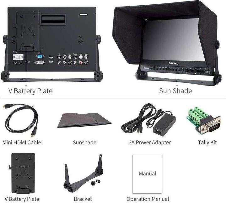 Produktbild Feelworld SEETEC 13.3" Aluminum Design IPS 1920x1080 Pro Broadcast LCD Monitor with 3G SDI HDMI AV (13.30", Full HD)