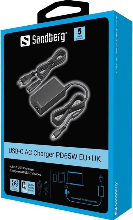 Produktbild Sandberg USB-C AC Charger PD65W EU+UK (65 W)