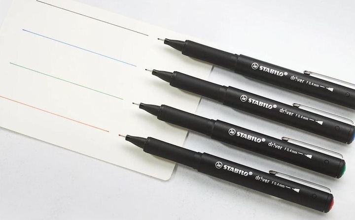 Actual product image STABILO Driver Fine 0.4 Mm Case of 4 (Green, Blue, Black, Red, 4 x)