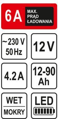 Productafbeelding Toya STHOR Įkroviklis 12V 6A 90Ah LED (12V, 90 A)